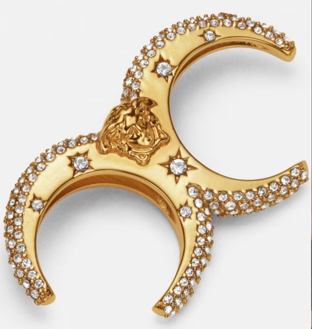 versace クリスタルタイルリング　メドゥーサ VERSACE ヴェルサーチ クリスタル メドゥーサ グレカ リング