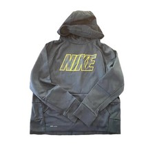 Kids Nike Dri-Fit Pullover Hoodie Hooded Sweatshirt Youth Large Green Camo Logo