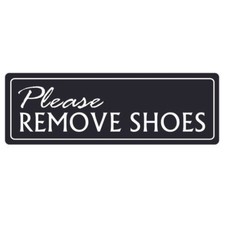Standard PLEASE REMOVE SHOES Wall Door Sign - Black Small 2x6"