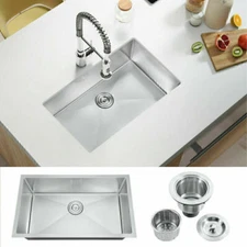 30'' Single Bowl 304 Stainless Steel Undermount Basin Handmade Kitchen Bar Sink