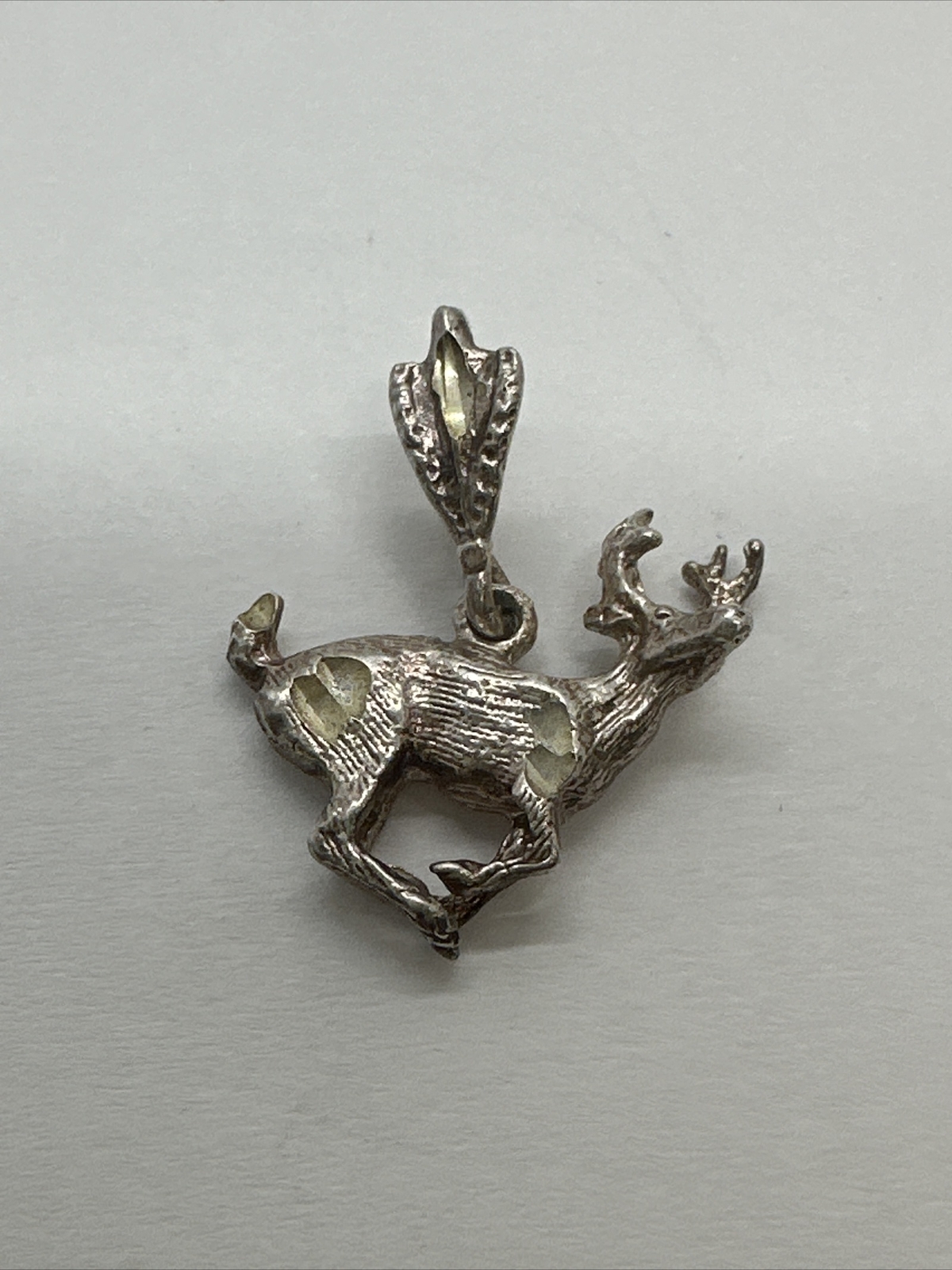 925 Solid Sterling Silver Running Deer Pendant 3D… - image 1