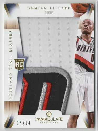 DAMIAN LILLARD RC 2012-13 IMMACULATE LOGOS PATCH 🔥 GOLD #/14 SSP 🔥 14/14 1/1 