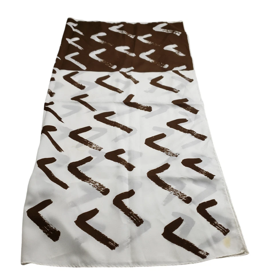 Bufanda vintage para mujer Vera Neumann marrón logotipo en V poliéster Japón 26/26" Foto 2 de 4