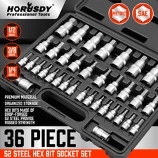 36PC Hex Bit Socket Set Allen Head High Torque Strengthened SAE Metric S2 Steel