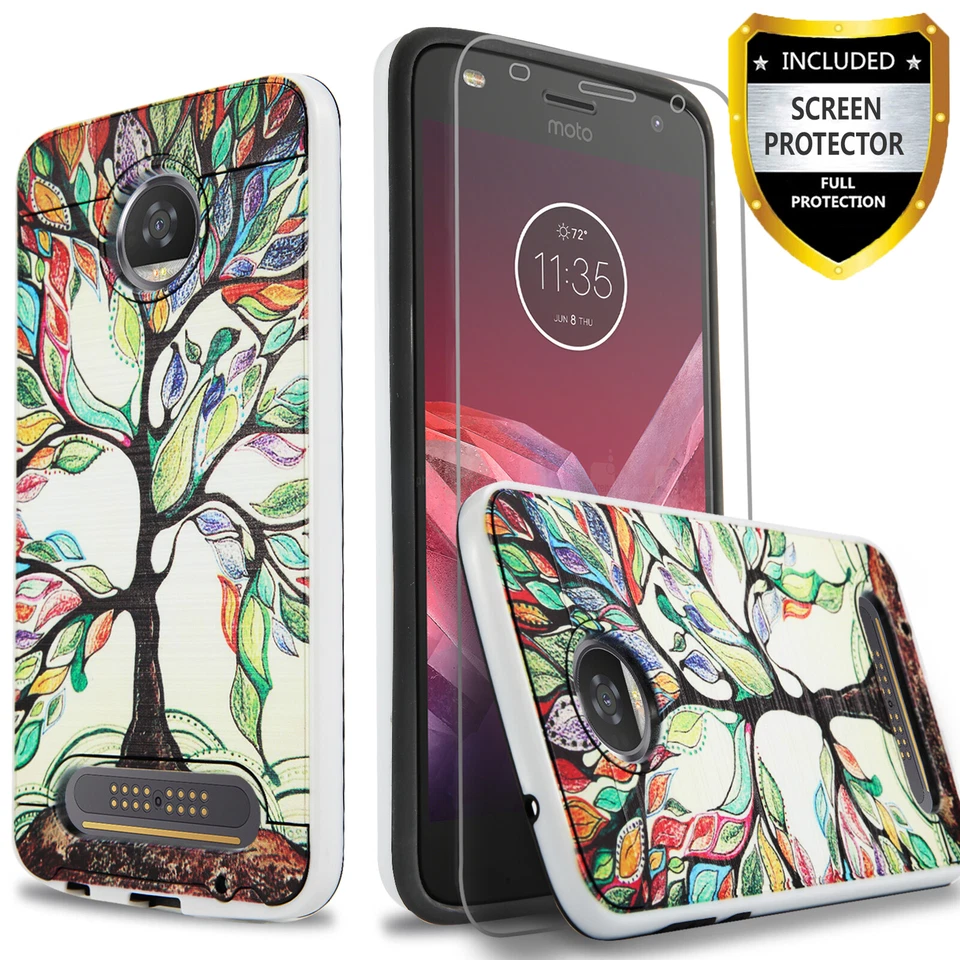 For Motorola Moto Z Z2 Force Z3 Play Phone Case Cover +Tempered Glass Protector - Image 3 of 4