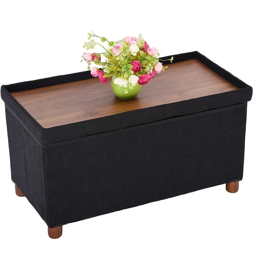 Ao Lei Storage Ottoman Black 30 x 15 x 15. New - Image 2 of 4