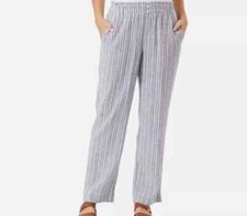 NWT Briggs New York Women's Linen Blend Pull On Pants Blue Size M 60 3C581