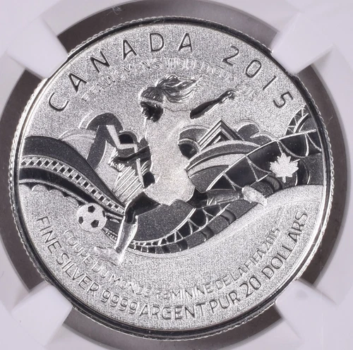 2015 Canada $20 Fifa Women's World Cup Silver 0.9999 - NGC SP70 Early Releases 