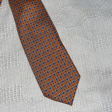 Polo Ralph Lauren Men’s Dress Tie Size 57” 3.5” Orange Geometric Formal Italy