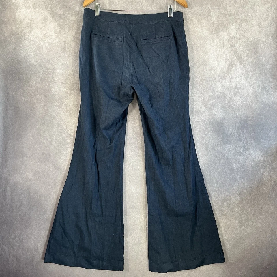 Pantalones acampanados Anthropologie para mujer 8 bolsillos azules tiro alto hippie bohemio preppy Foto 2 de 4