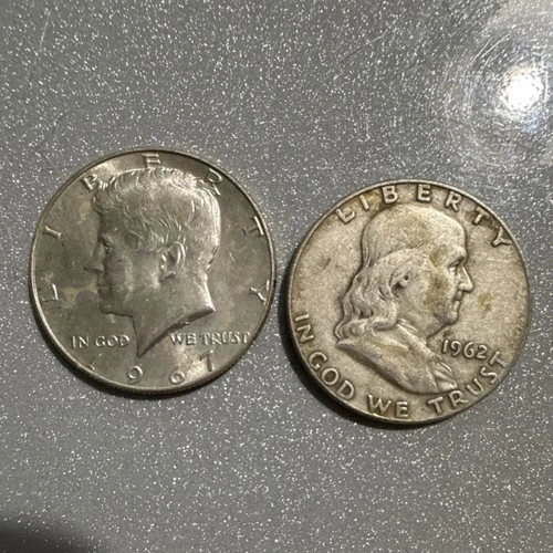 1967 Kennedy Half Dollar & 1962 Franklin Half Dollar US 50C Coins