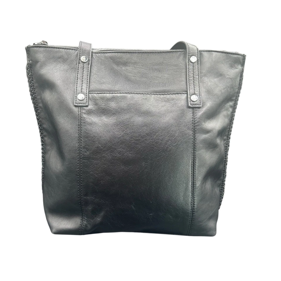 Tommy Bahama Bolso de Mano de Cuero Negro Cremallera Superior Cartera de Hombro  Foto 4 de 4