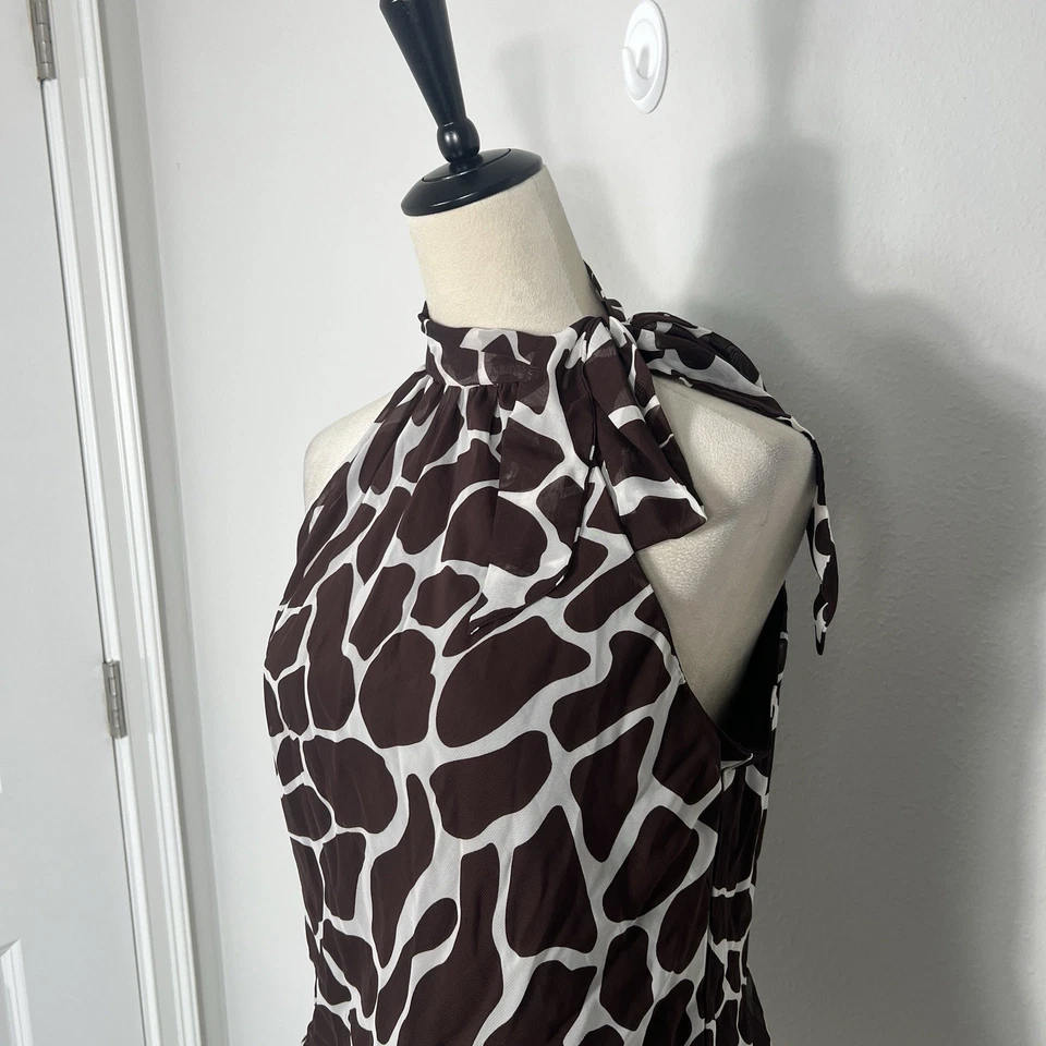 VTG Y2K Soulmates Animal Print Halter Top Ruffle Tie Going Out Blouse Brat Large - Image 4 of 4