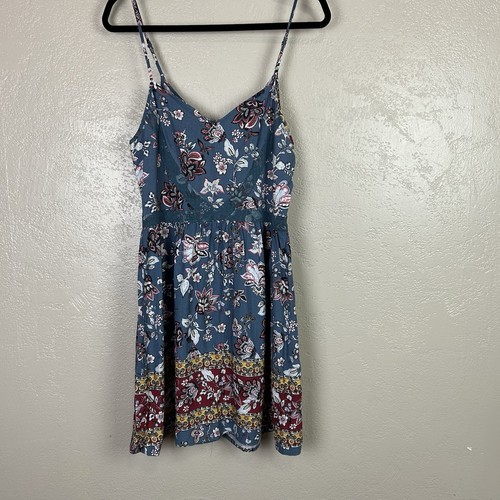 Vestido sin mangas Three Hearts para mujer talla M azul rosa floral mini - Imagen 15 de 15
