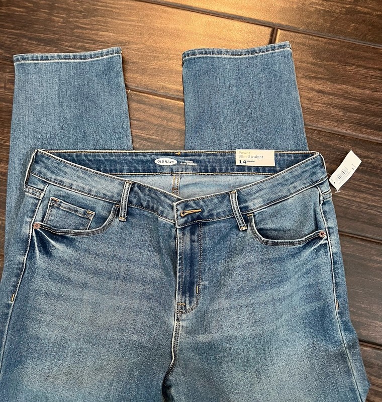 Old Navy Dark Medium Wash Power Slim Jean size 14 Short