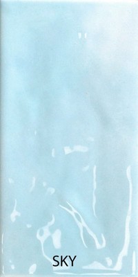 Joyful Sky Blue glänzende Keramik Wandfliese, 100 mm x 200 mm Metro Style.