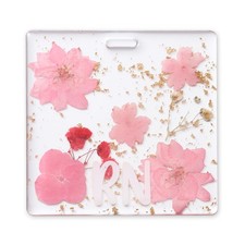 RN Buddy Badge Card Holder, Resin Flower RN Name Badge ID Card Holder, Pink
