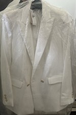 Mango Women  s White Blazer w One Gold Button And Pearl Button Sz.Small