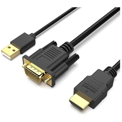 VGA HDMI Kabel 1,8M Audio Video Adapter Monitor Fernseher Laptop