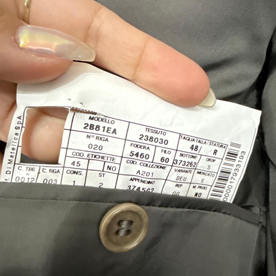 Armani dark gray check pattern top and bottom set - image 12