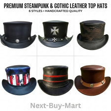 Steampunk Gothic Leather Top Hat Collection Handmade Victorian Halloween hats