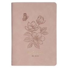 Christian Art Gifts Inspirational Zippered Journal, Be Still Wide Ruled Notebook