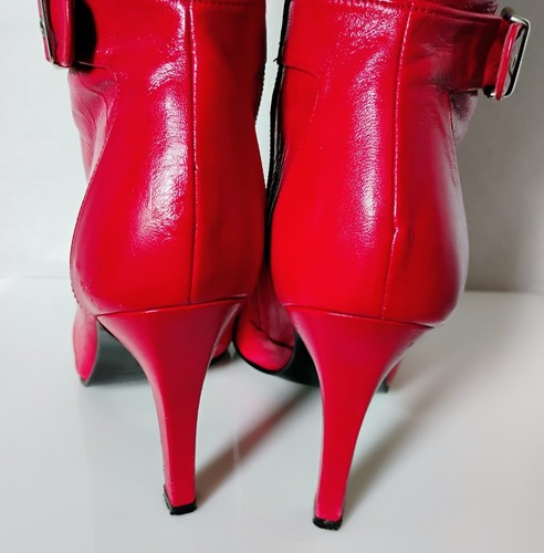 Coup D'etat Red Leather Pointed Toe High Heel Knee Boots 7 1/2 B Made in Spain - Picture 8 of 16