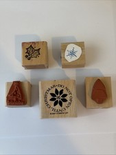 5 Piece Set of Wood Stamp Christmas Themed Wood Stamp Set
