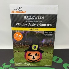 Halloween Airblown Inflatable 3.5 Ft Witchy Jack-O-Lantern In Witch Hat