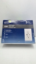 LEVITON T5638-3BW 15A TAMPER RESISTANT TYPE A/C 3.6A 18-WATT USB OUTLET (3-PACK)