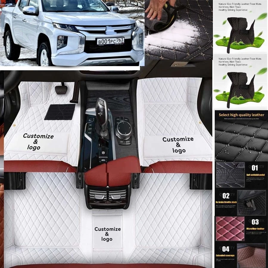 For Mitsubishi L200 Car Floor Mats Luxury Waterproof Pads Liner Auto Rug Foto 2 de 4