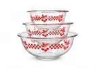 Vintage Pyrex Cherry Gingham Mixing Bowl Set 325 322 323 Nesting 2.5L 1.5L 1L