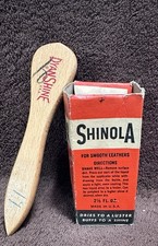 Vintage Bottle Of Shinola Black Shoe Polish And Dyanshine Brush In Original Box