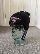 B.N.W.T Polo Ralph Lauren Sport Capsule logo knit beanie in black OSFA RRP £55
