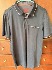 Au Noir Mens Navy Performance Polo Shirt Size L Short Sleeve Designer Golf
