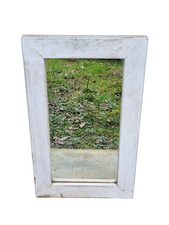 Small White Rustic Butted Reclaimed Wood Bevelled Glass Wall Mirror - 36 x 62cm