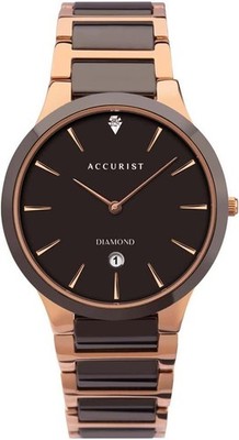 Accurist Herrenuhr mit schwarzem Zifferblatt und zweifarbigem Armband 7343