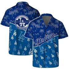 Los Angeles Baseball Team Dodgerss Hawaiian Button Down Full Size S-5XL