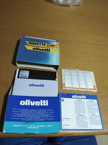 OLIVETTI FLOPPY DISK DISKETTE N 10 DS DD NEW 5.25” 48 TPI 80 Kbytes SS/SD