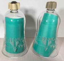 2 GLASS PEG VOTIVE SCONCE CANDLE HOLDERS Frosted Winter Christmas Church Scene