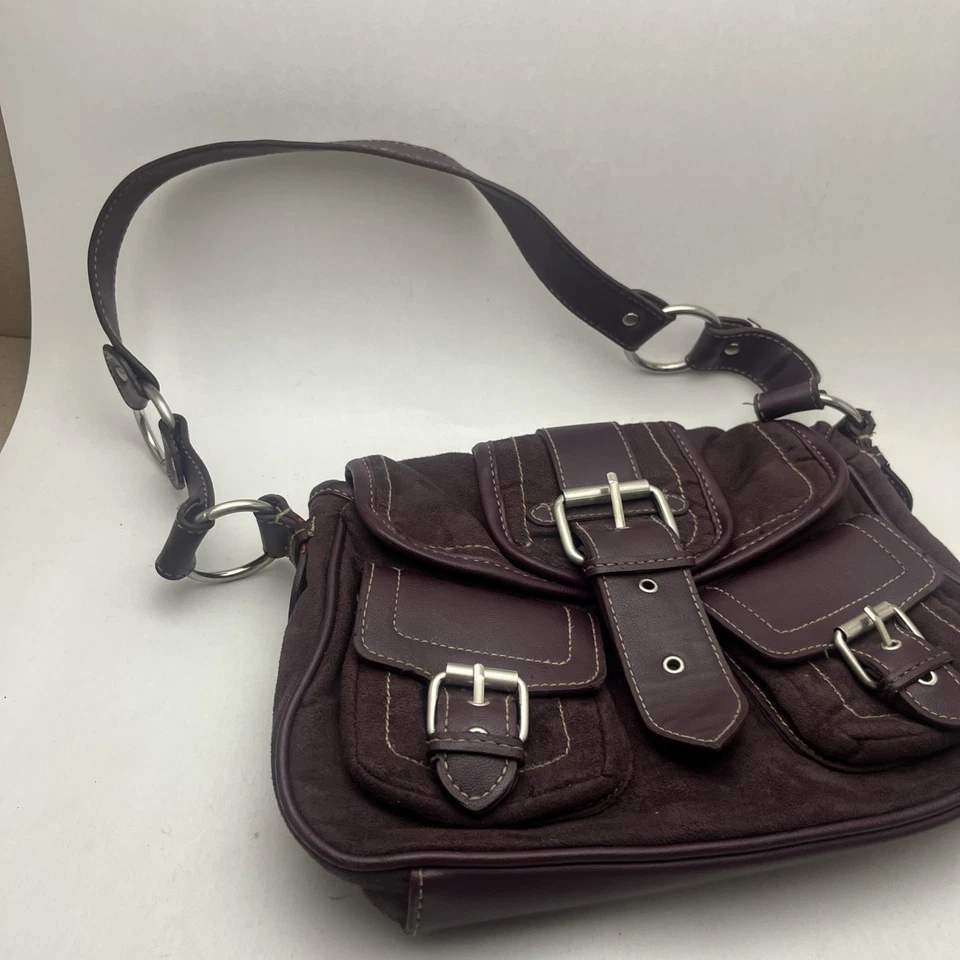 Bolso de hombro de gamuza de imitación de cuero púrpura para mujer RN42000  Foto 2 de 4