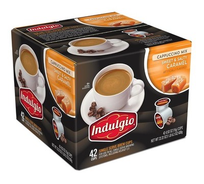 42 Count Sweet & Salty Caramel Coffee Singles Indulgio Cappuccino Flavored