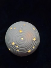Pretty Ceramic Ball Ornament With Stars Lights Up