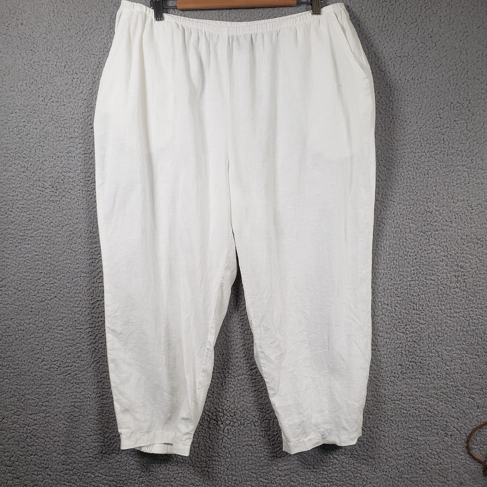 FLAX Pants Womens Large White Linen Lantern Leg Crop Pocket Pull On Minimalist
Opens in a new window