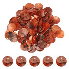 120Pcs Shell Beads for Jewelry Making, Flat Shell Coin, Orange