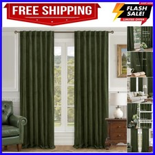 Olive Green Velvet Curtains 84 Inch for Living Room, Luxury Thermal Insulated...