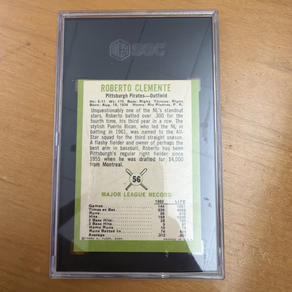Fleer #56 1963 Roberto Clemente Piratas SGC 2 Foto 2 de 2