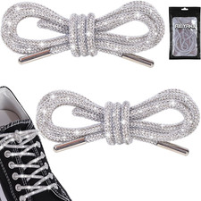 Rhinestone Glitter Rope 47In 2PCS, Sparkly round Shoelaces for Sneakers, Replace