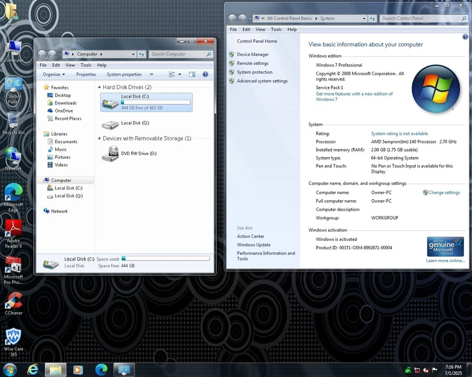 COMPAQ PRESARIO CQ5500F WINDOWS 7 PC 500GB 2GB MS OFFICE DVDRW USED & TESTED! - Image 2 of 4