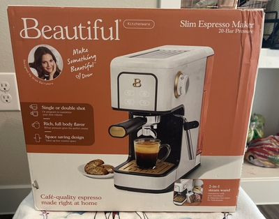 #ad #ad Beautiful Slim Espresso Maker 20 Bar Pressure White Icing $76.50